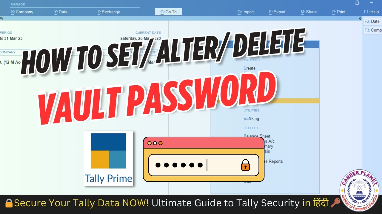 🔐 Master Tally Prime Security: Set Vault Password for Complete Protection! 🔑
