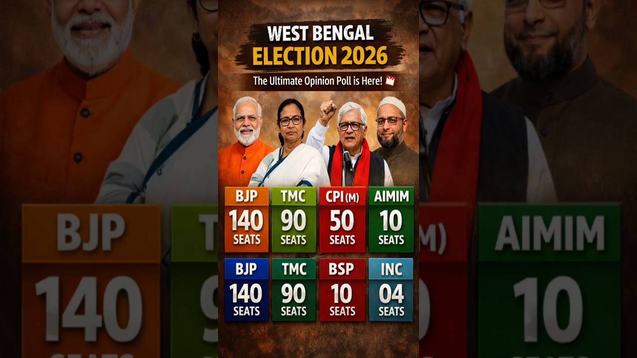 West Bengal Election 2026: New Opinion Poll Results! TMC vs BJP vs Left Who Wins?#bjp #tmc #news