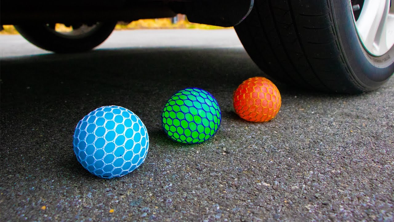 Crushing Crunchy & Soft Things by Car! - Stress Balls vs Car