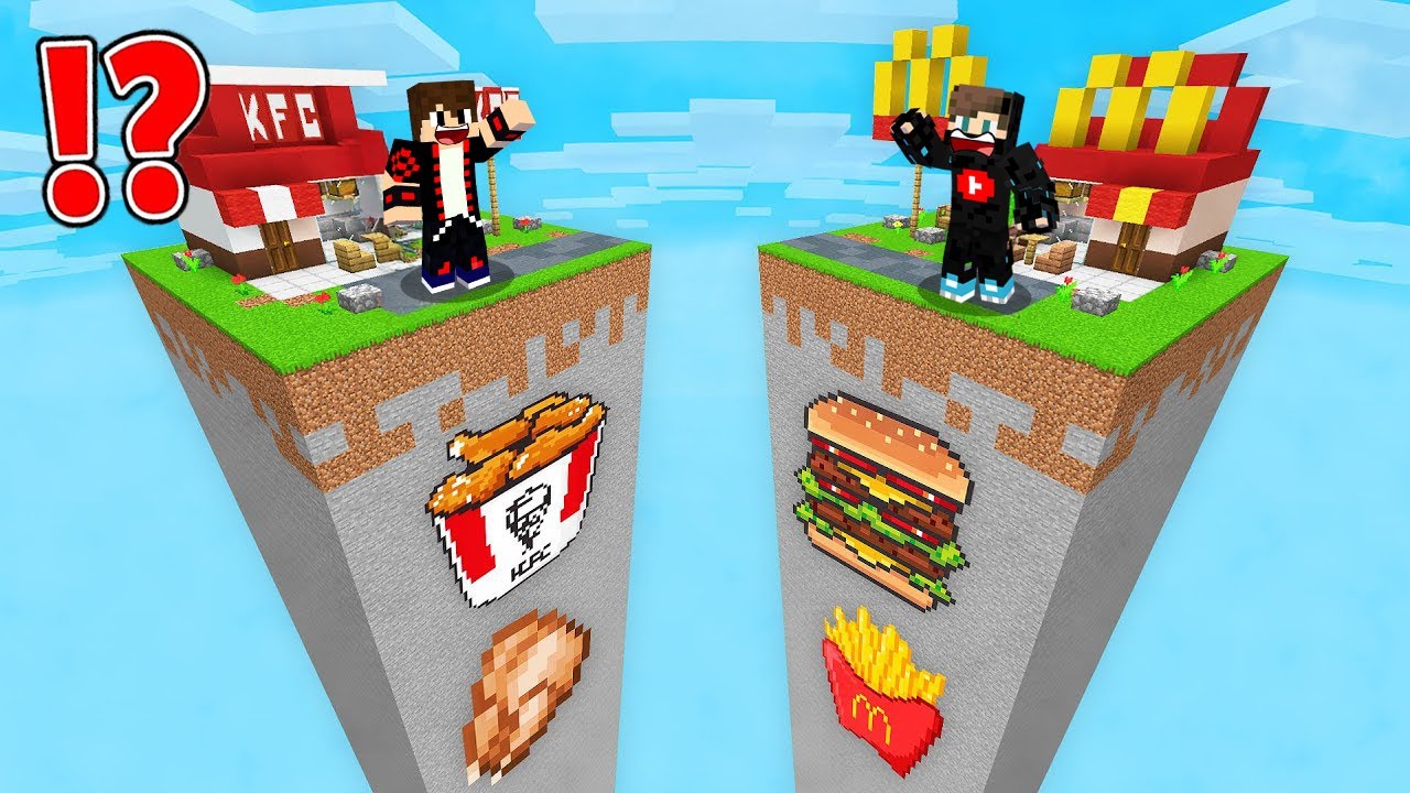 ماين كرافت : أبراج المطاعم العملاقة ولكن برج ماكدونالز ضد برج برجر كينك !!؟ 🔥😱