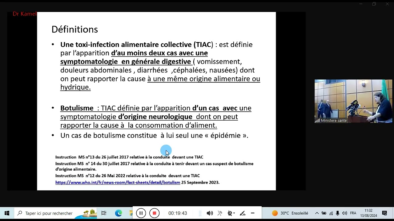 toxi-infection alimentaire collective (TIAC) 13/08/2024