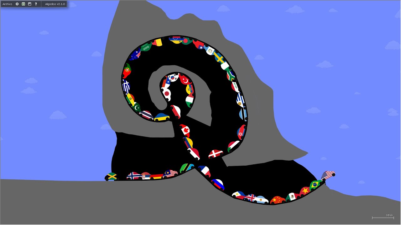 Car Race - Country Cars , With 51 Countries - Algodoo