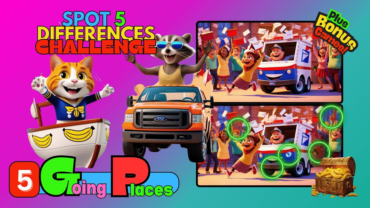 Going Places Spot the Difference Challenge ⏱️🗺️ | Quiz Game 📝❓ | Brain Break 🧠 | Banana Cat 🍌🐱 | 🏆