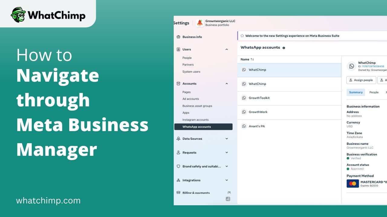 Meta Business Manager Walkthrough | WhatChimp WhatsApp Business API