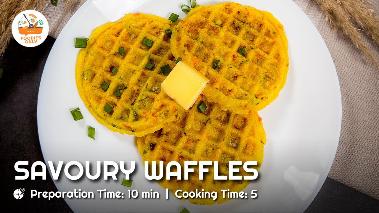 Delicious Savoury Waffle Recipe 🧇 | Instant Sooji Waffles for Breakfast | Foodies Only