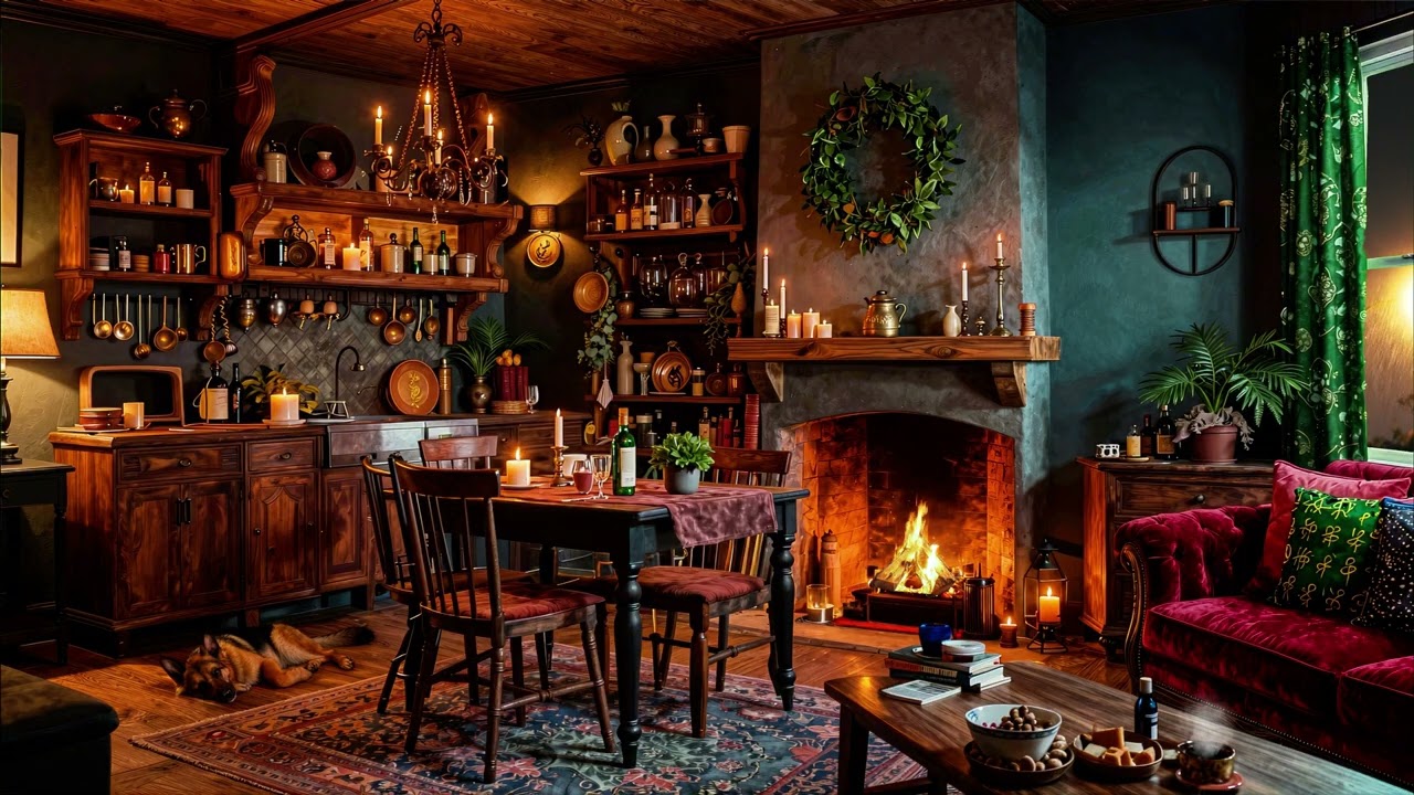 Warm Kitchen Night Ambience with Gentle Piano Music