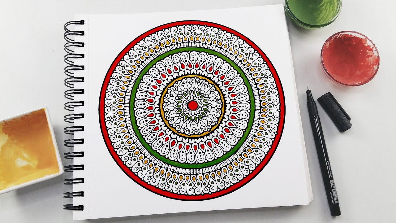 How to draw MANDALA ART for beginners || Easy Gouache Mandala patterns || step by step tutorial