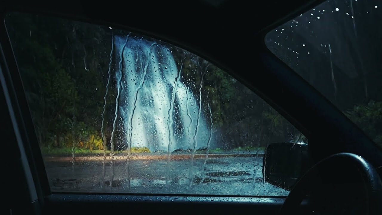 8 Hours Soft Rain Car Sounds Sleep Therapy Meditation | Calm Night Drive Windshield Drops POV 4K