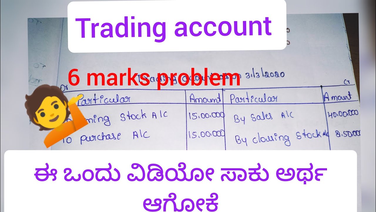trading account 6 marks problem 1st puc bcom bba