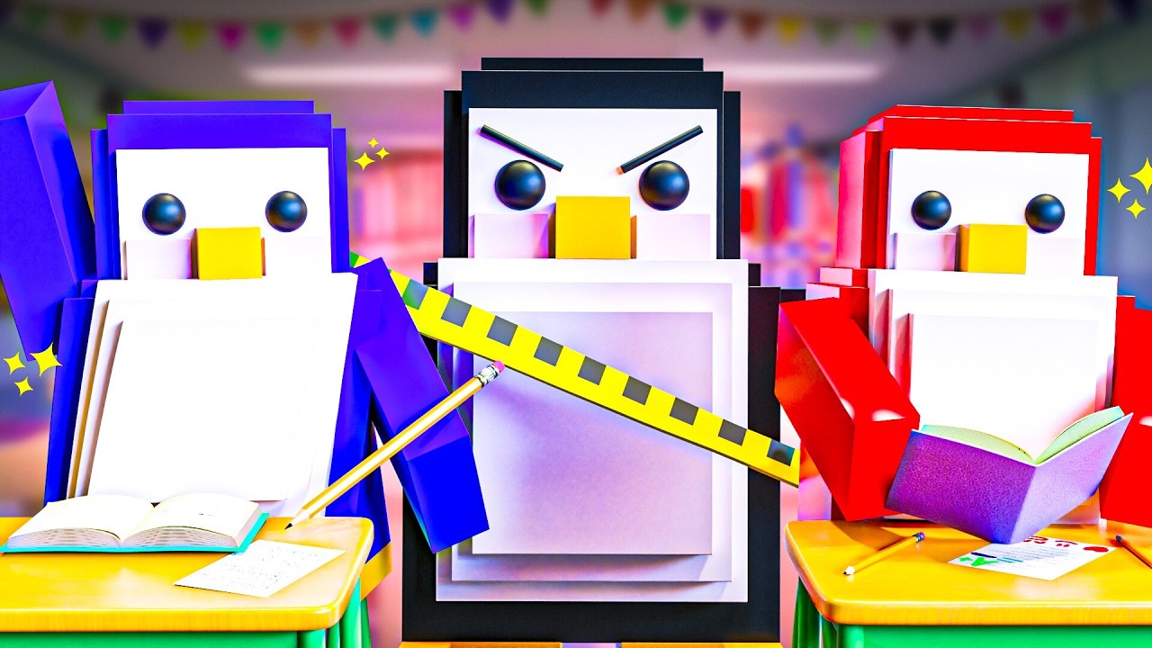 ¡PENGUIN KNOCKOUT en la ESCUELA! Roblox Animación