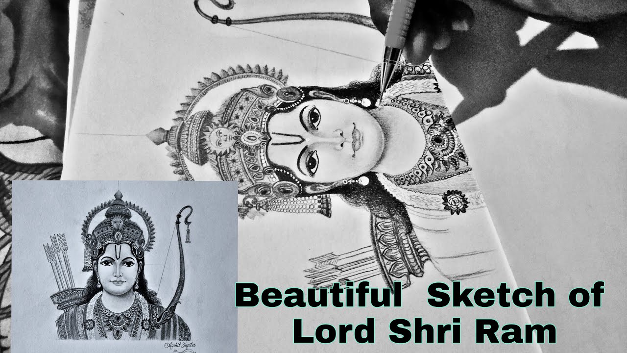 Beautiful  Drawing Of Lord Shri Ram |  Easy Drawing Of Lord Rama 🙏| Free hand Outline & Shading