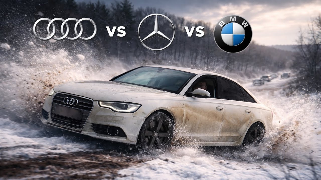 Who will climb higher on the snowy mountain? Audi vs Mercedes vs BMW #offroad #bmw #audi ##winter 