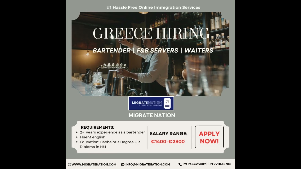 Greece Work Permit Visa  2025 | Hospitality Jobs for Indians 🇮🇳💼 
