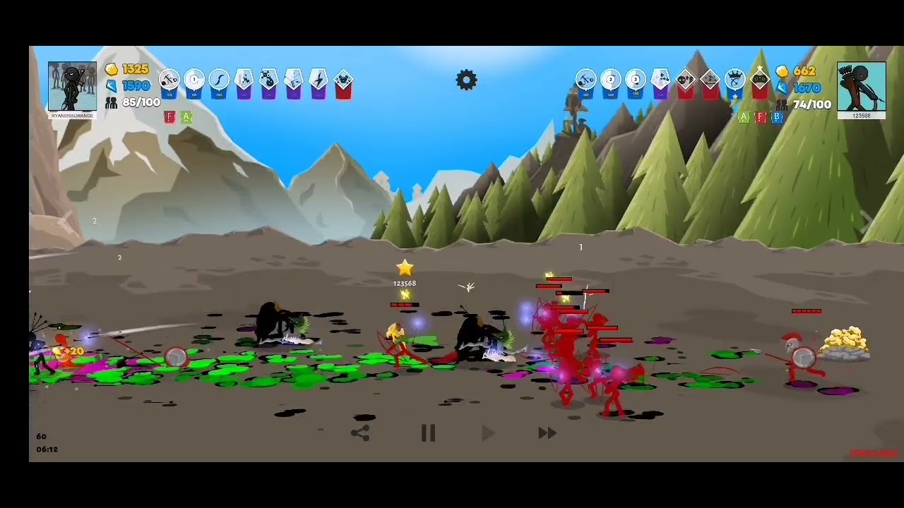 火柴人戰爭 傳奇 Stick War Saga 1V1 天怒鐵騎 忘記帶弓好像也不影響打矛弓陣
