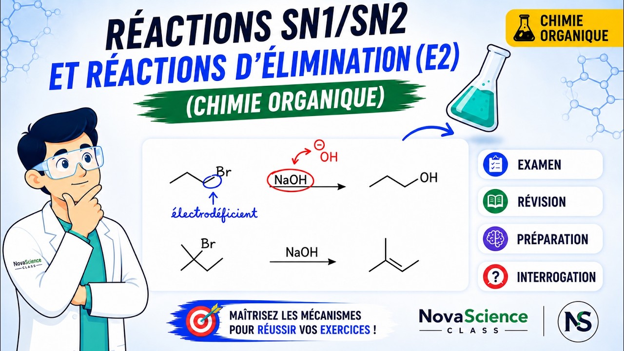Chimie Organique (Exercice 4): Réactions de substitution nucléophile (SN1/SN2) et d'élimination (E2)