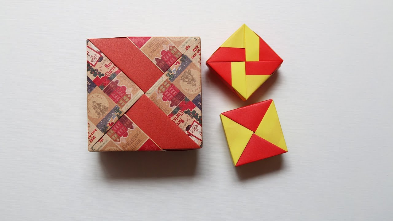 🎁 Origami Square Boxes 🎁 - Square Box (A) 3 ways of assembly (Tomoko Fuse)