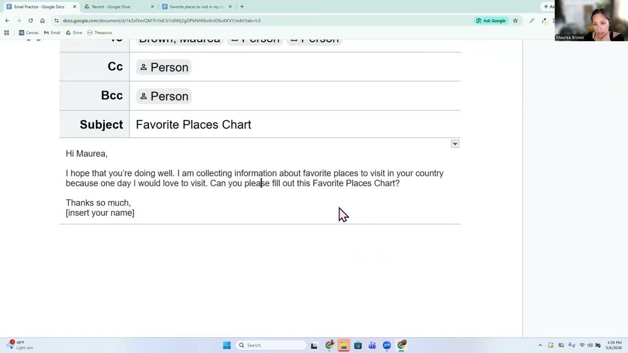 Google Docs - Draft an Email and Collaborate with others