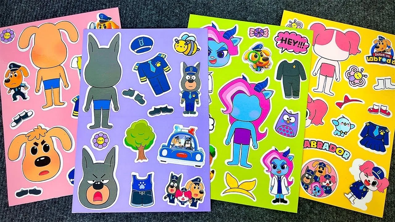 [🌸Paper DIY🌸] Sheriff Labrador Fashion 🚔 Decorating With Sticker Book Satisfying 래브라도 경장 스티커북 꾸미기