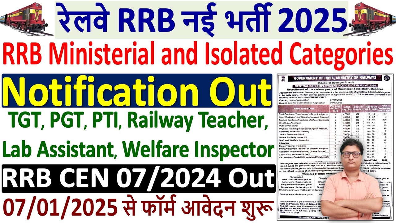 RRB Ministerial Recruitment 2025 Notification 🔥 RRB Ministerial & Isolated Categories Vacancy 2025