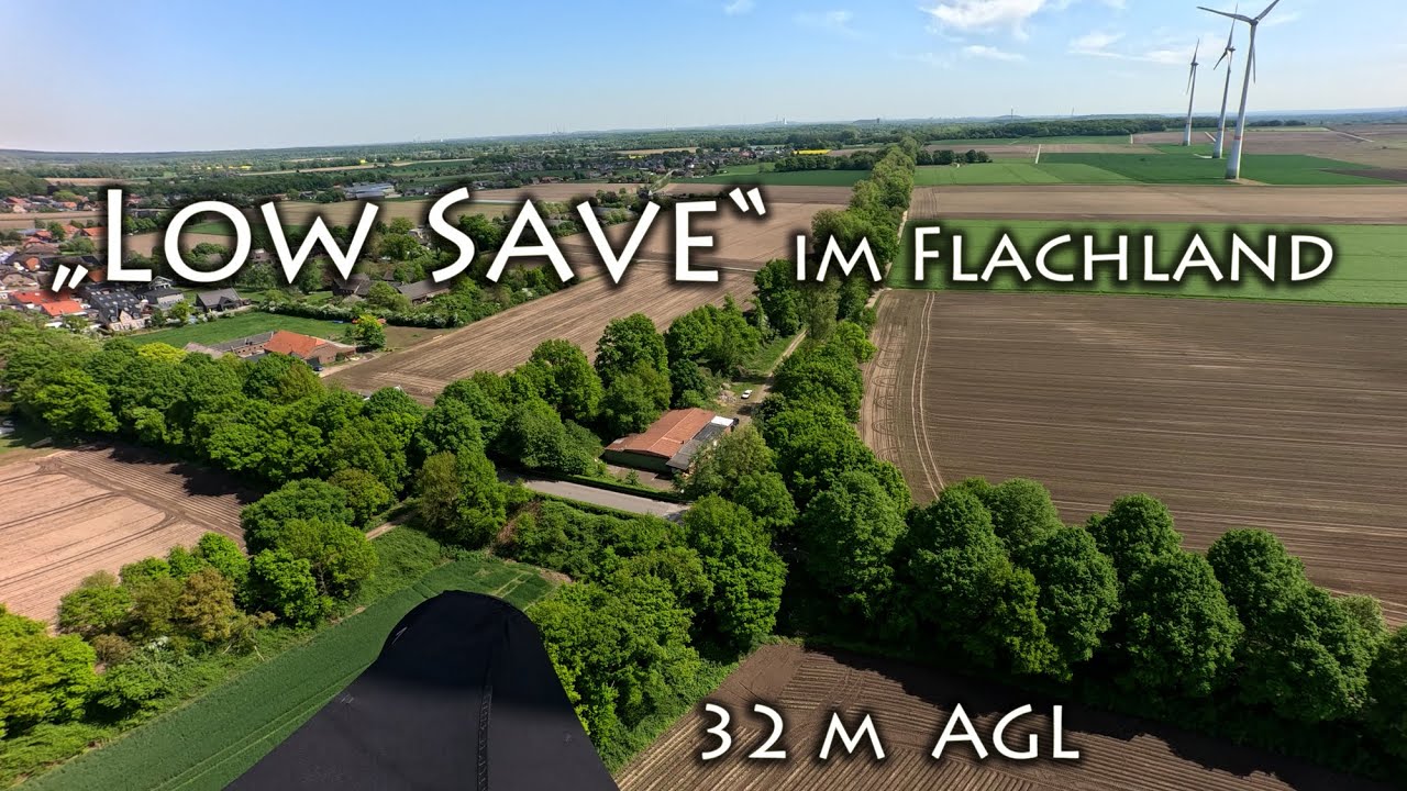 Gleitschirm - Low Save im Flachland, 32m AGL - Paragliding Flatland