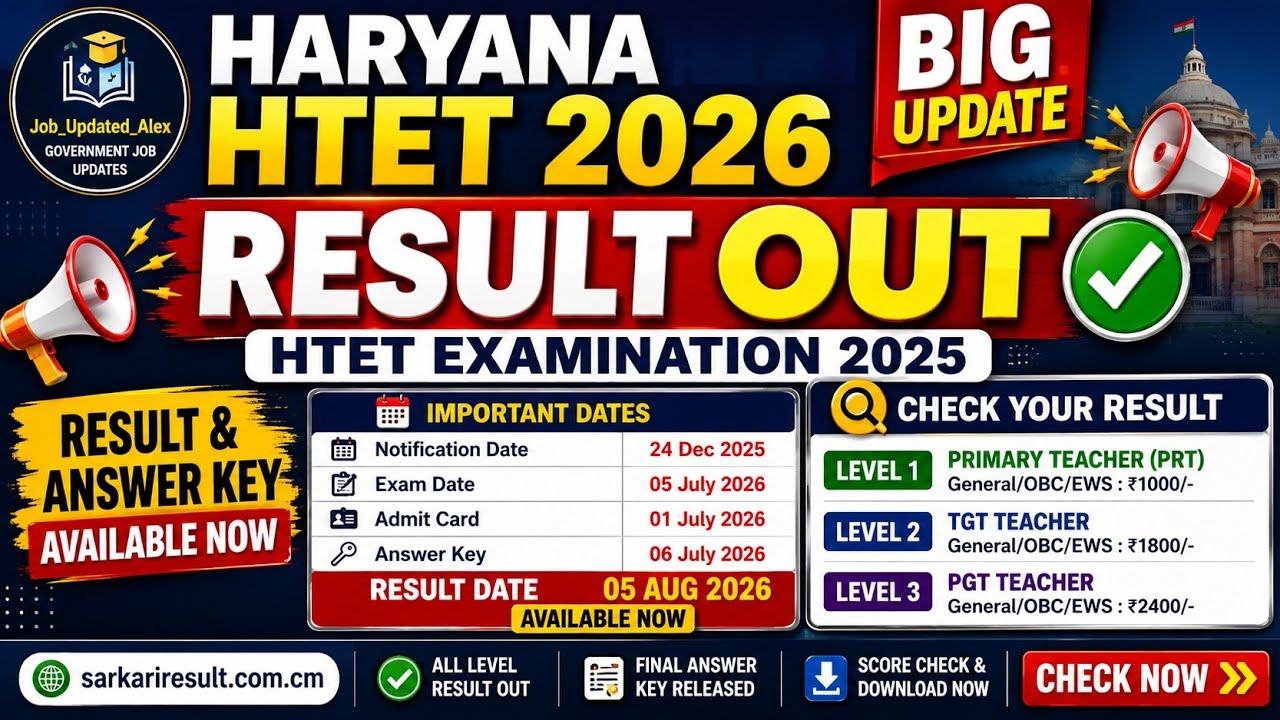 Haryana HTET Result 2026 Out | HTET Result Released | Final Answer Key | How to Check Result