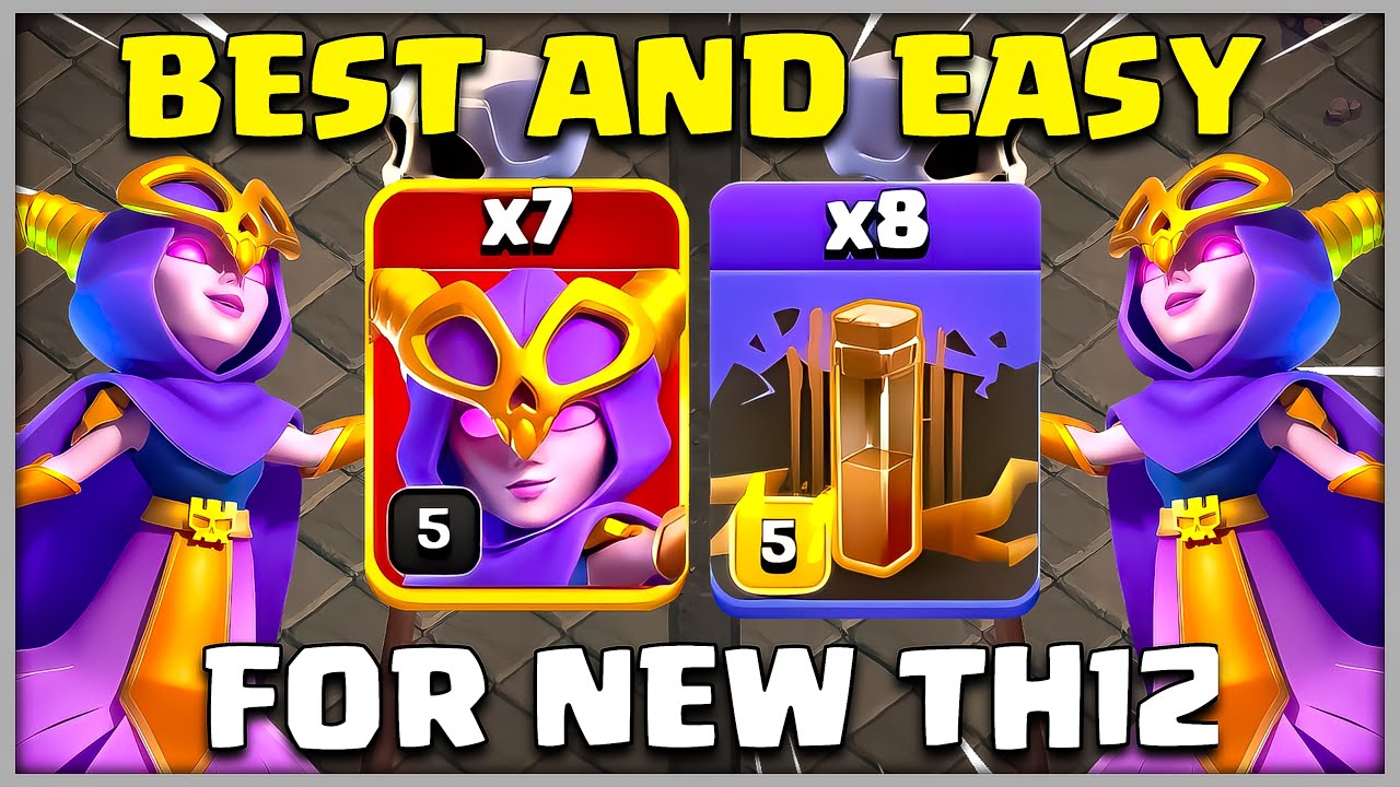 BEST AND EASY | 7 SUPER WITCH + 8 EARTHQUAKE SPELL New Th12 Attack Strategy in Coc