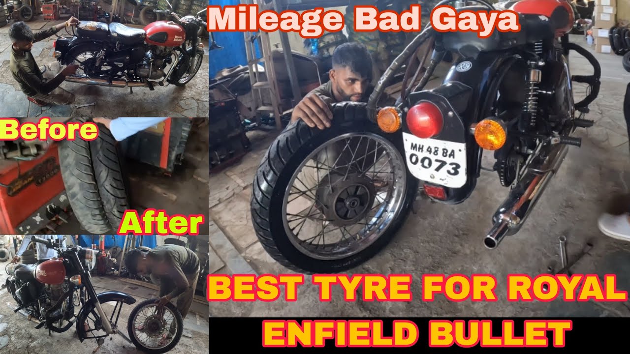 Royal Enfield Bullet Tyre Change | Best Tyre For Bullet | MRF Tyre | Mileage Increase | #tyre #mrf
