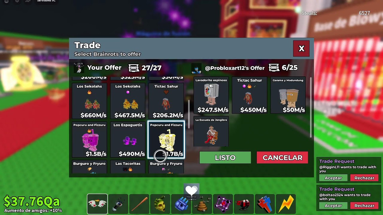 Tradeando en steal a brainrot