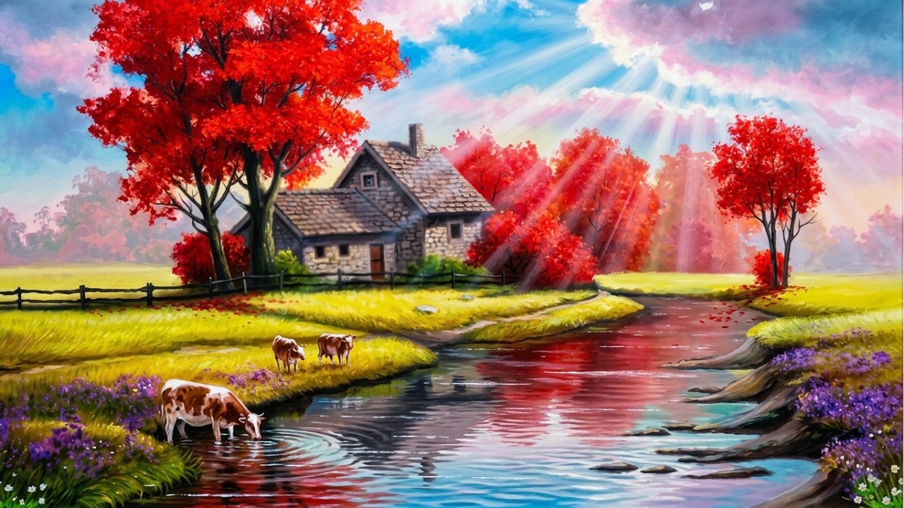 Hướng dẫn vẽ cảnh nông trại #painting #art