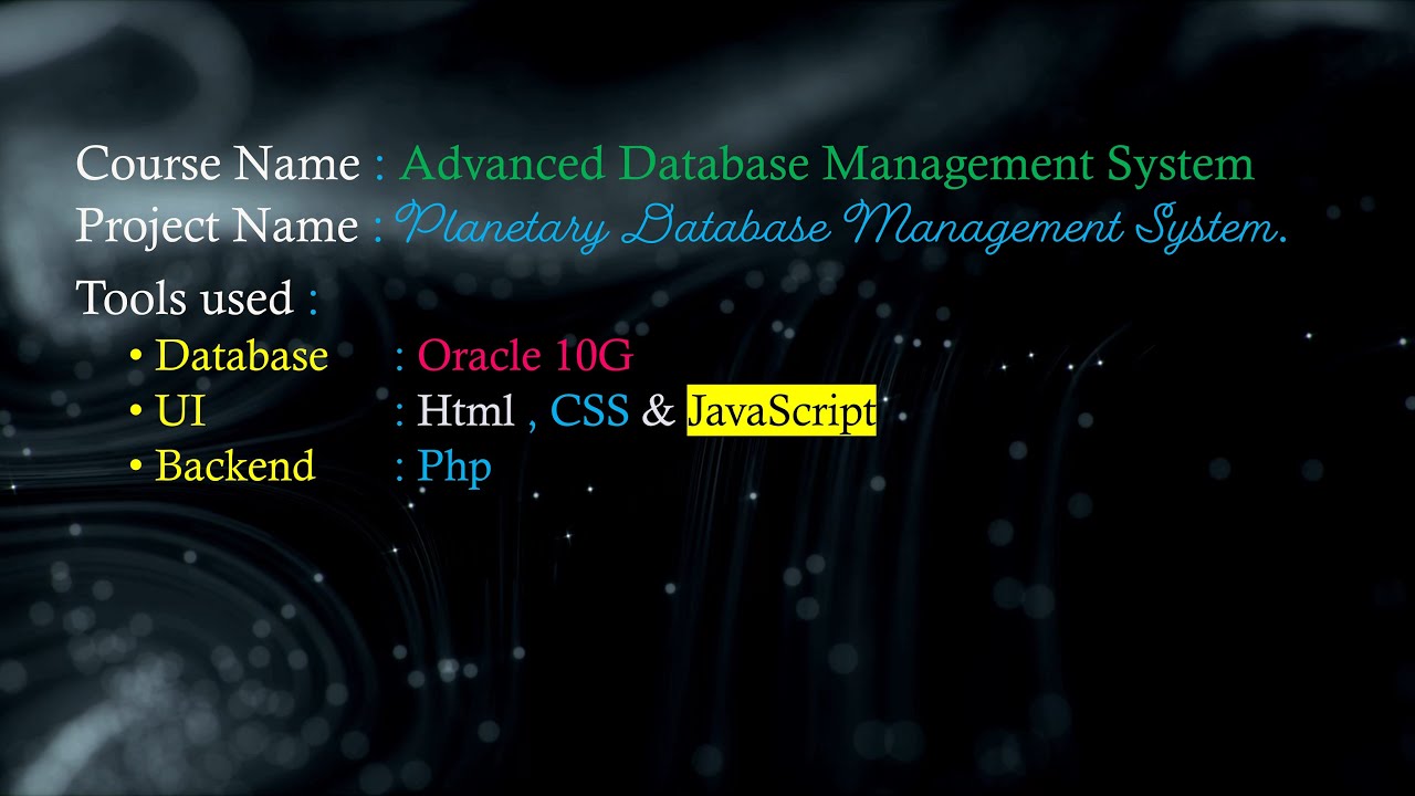 Planetary Database Management System Project using PHP & Oracle 10g | Final Year Project&nbsp;Tutorial