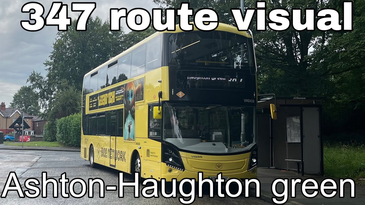 Full route visual 347 Ashton-under-lyne to Haughton green bee network Metroline