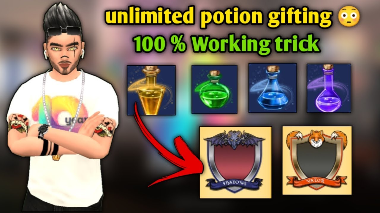 Unlimited potion gifting trick on Avakinlife 2024 || easy way to get valor and shadows badge 2024