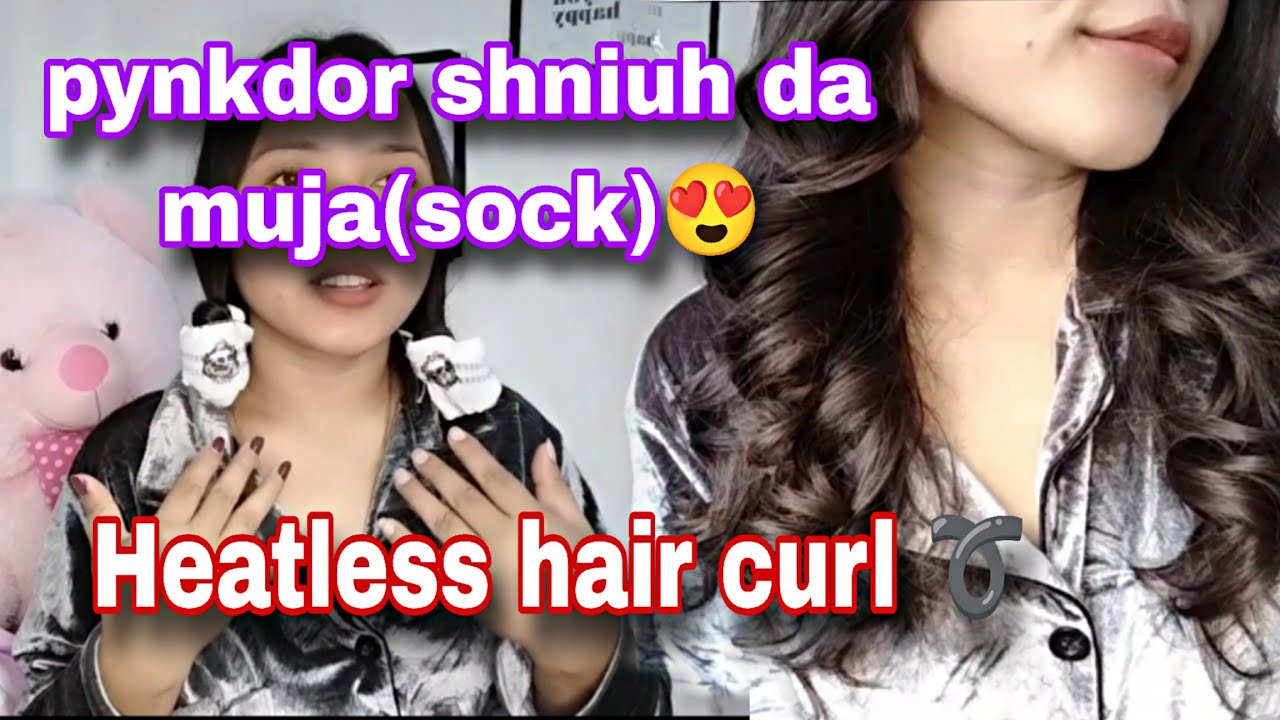 Kumno ban pynkdor shniuh da muja (sock)😍|Heatless hair curl ➰ Tutorial #heatlesshairstyle #tutorial
