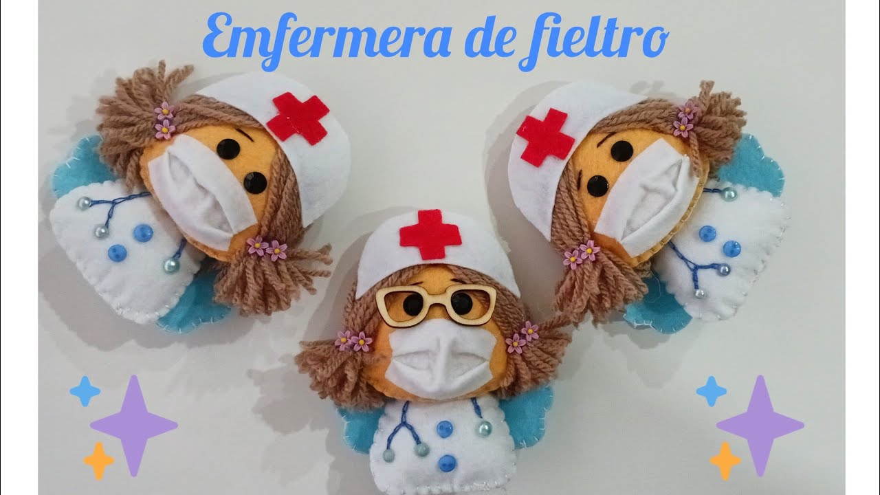 Muñeca Enfermera de fieltro 🤩(Inspiración) Moldes Gratis 
