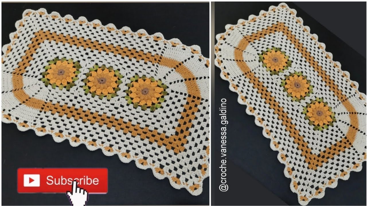🍃Tapete Folha Com Girassol /Tutorial Crochê Passo a Passo