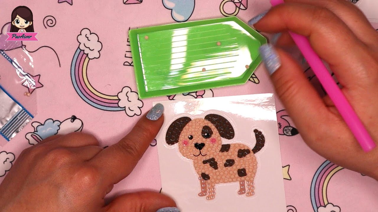 ASMR Español/Pintura de perrito con cuentas de diamante, soft spoken.