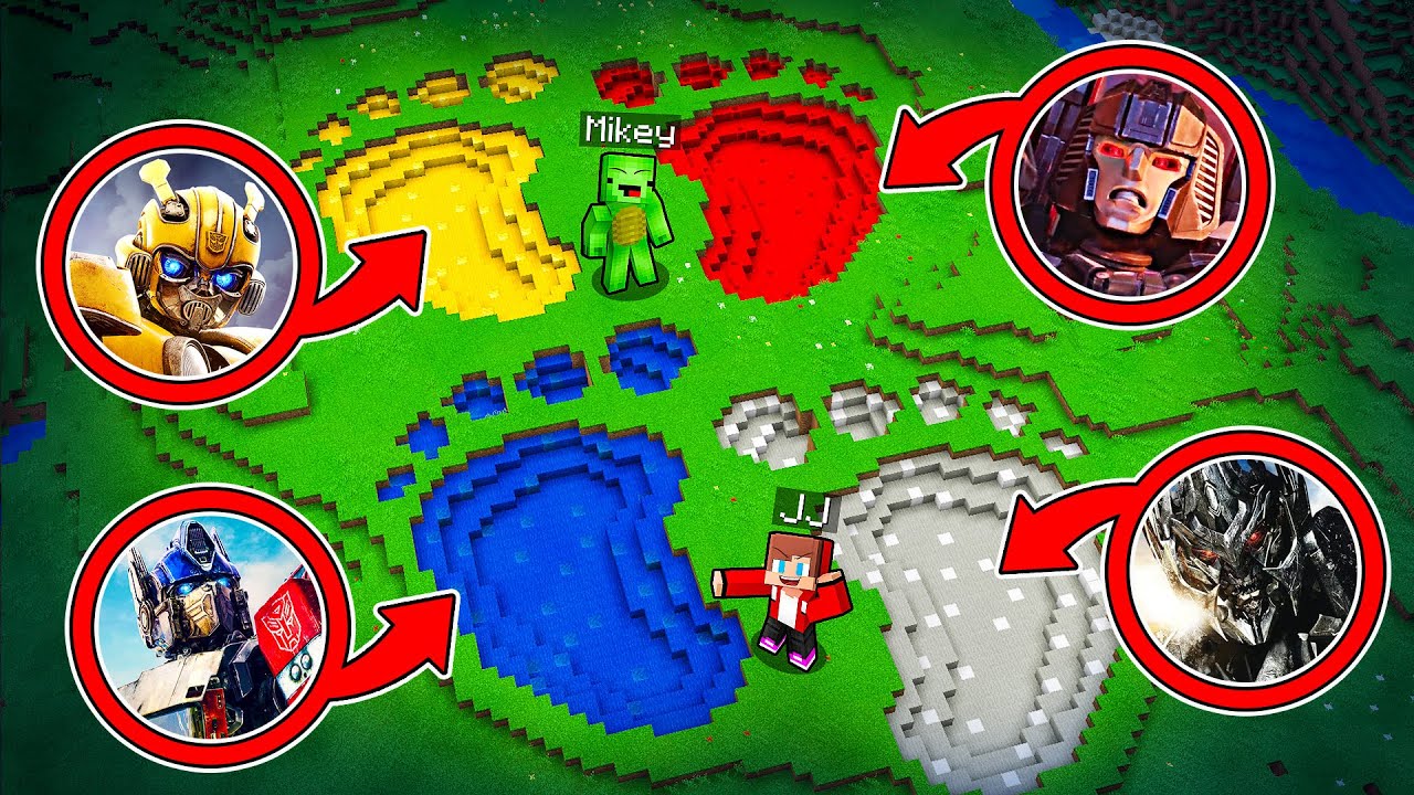 JJ and Mikey found TRANSFORMERS Footprints in Minecraft - Maizen