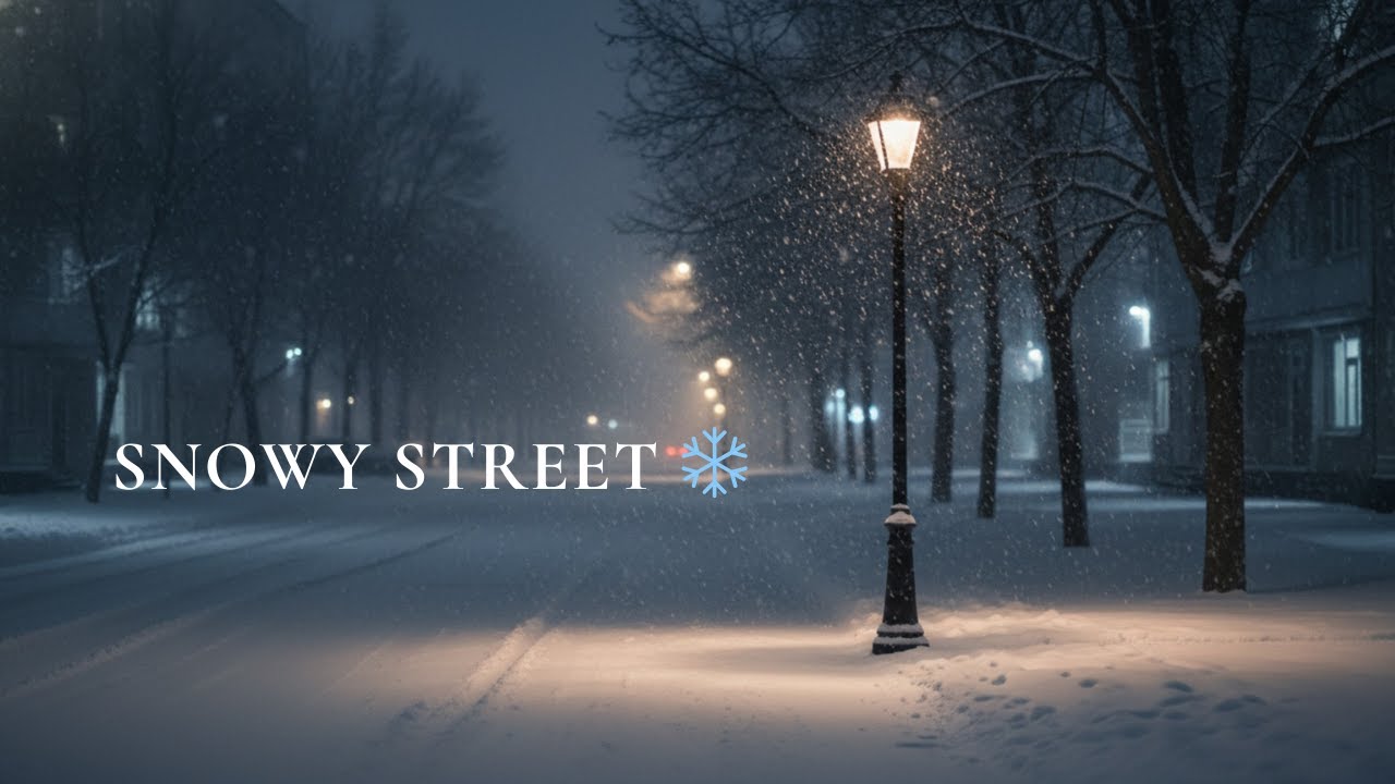 Snowy Street Night ❄️ Jazz & RnB Calm Urban Ambience