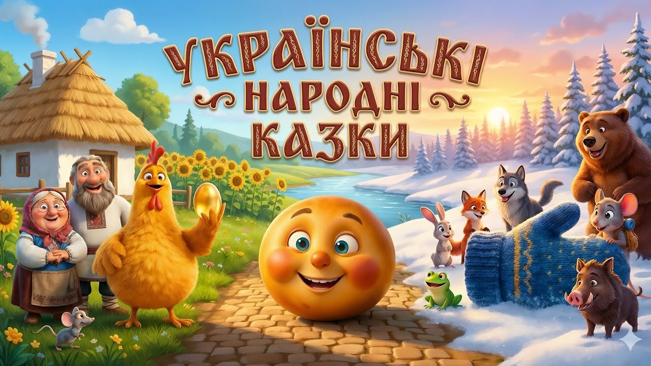 Казки українською мовою✨Колобок 🤗 Рукавичка ❄️🧤 Курочка ряба 🐥 Українські мультики для дітей 🩵💛
