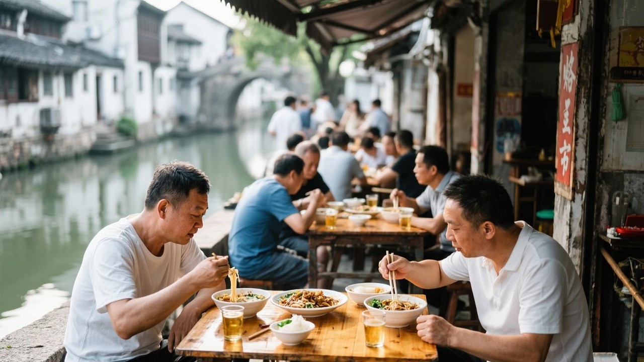 绍兴小河边无名面馆，6旬老夫妻开店20年，特色片儿川黄鱼面29元【舟小九】