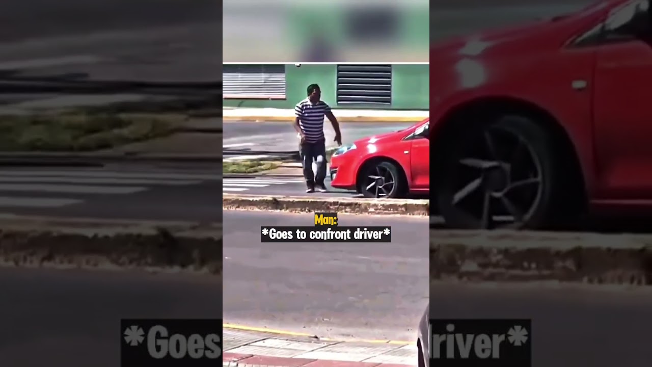 Man Blocking Road Gets Instant Karma