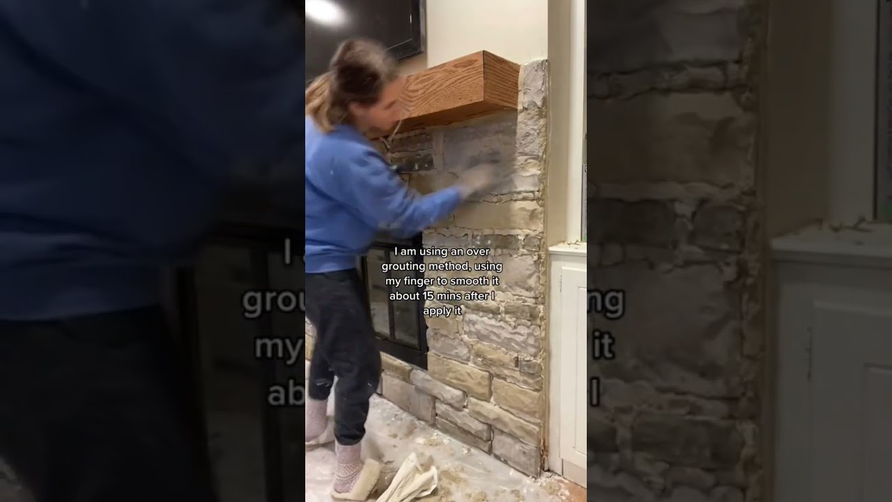 Veneer stone installation | DIY fireplace