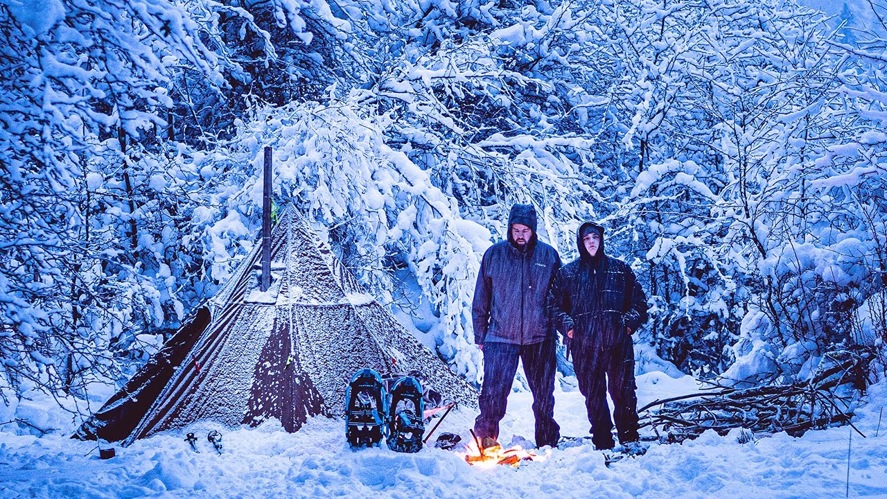 Кемпинг с горячей палаткой на снегу | -15 по Цельсию