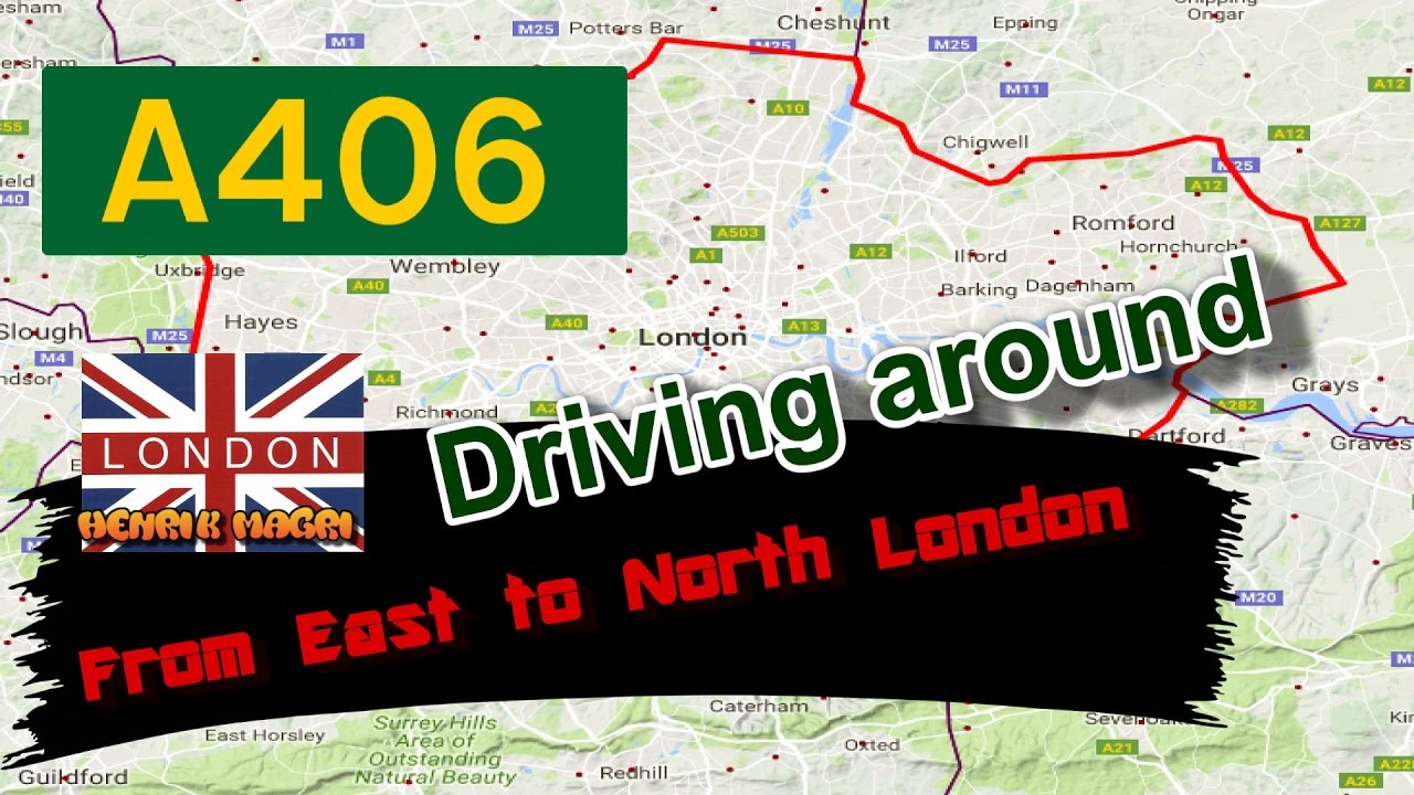 Dirigindo do Leste ao Norte de Londres A406 - North Circular. Driving from East to North London.