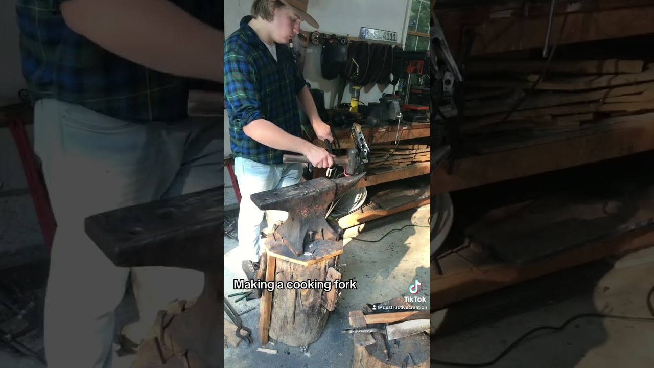 Forging a Cooking Fork.        #welding #knife #welder #metal #metalworking #metalwork #blacksmith