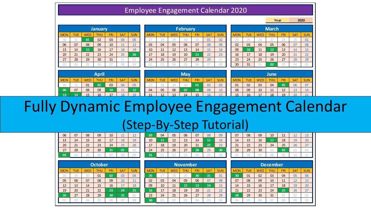 How to Make Fully Dynamic Employee Engagement Calendar for 2020 in Excel