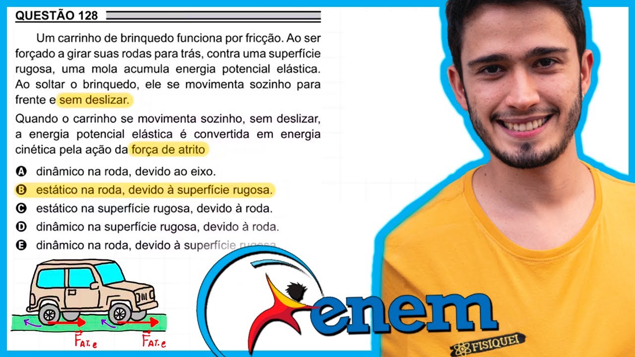 ENEM 2018 PPL - Um carrinho de brinquedo funciona por fricção. Ao ser forçado a girar suas rodas par
