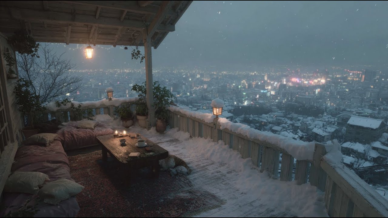alone in a japanese city. (winter balcony & lofi beats)