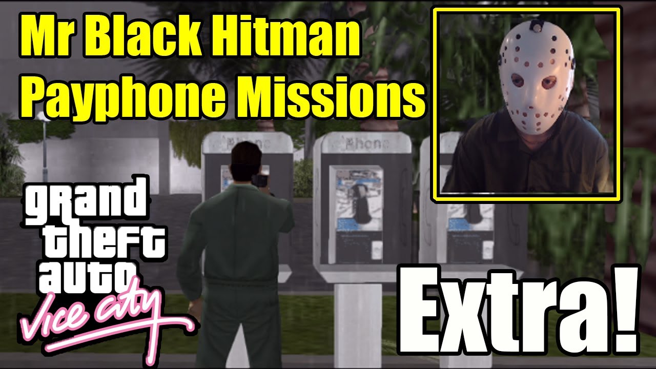 All Mr Black Hitman Payphone Missions With Bank Robber Costume- GTA Vice City Extra