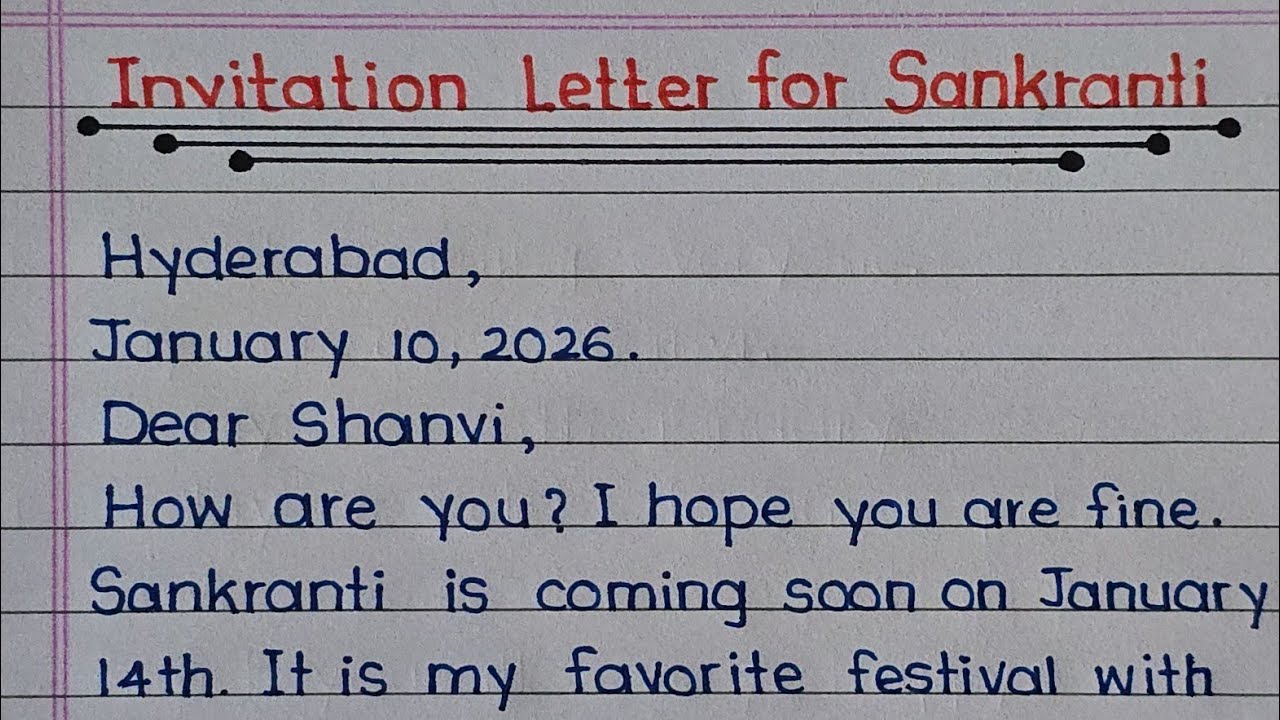 Invitation Letter for Sankranti In English 2026 // write Letter to friend Invite for Sankranti 
